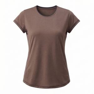 Camisetas de cuello redondo elegantes y de calidad para mujer, de manga corta, a la venta, personalizadas, lisas, de poliéster, ropa de moda. - Product Image 1
