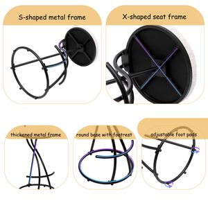 Set di sgabelli da cucina con isola imbottiti in metallo nero 2 sgabelli da Bar con stampa bianco nero per sale da pranzo per pranzi ad isola - Product Image 6