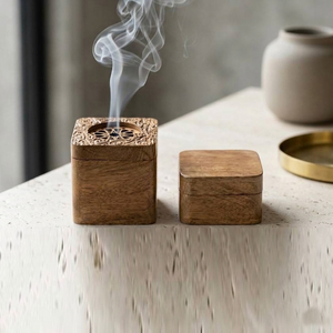 Boîte en bois pour encens arabe avec couvercle sculpté complexe et étui de rangement assorti, idéale pour une relaxation aromatique - Product Image 3