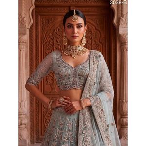 Exclusive AARIKA TEXTILE Premium Net Bridal Lehenga Peacock Paisley Embroidery <b>Rainbow</b> Diamond Work Quick Dry Festive Ethnic - Product Image 1