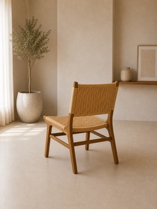 Chaise de jardin en rotin de style scandinave avec structure en bois et pieds coniques, mobilier d'extérieur, design durable, modèle CHA74 - Product Image 4