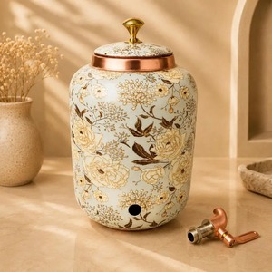 Dispensador de Agua Oriental de Cobre con Grifo y Tapa, Juego de Recipientes de Gran Capacidad para Uso Doméstico - Product Image 5