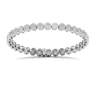 18K White Gold Cluster Diamond Tennis <b>Bracelet</b> | Round Brilliant Halo Eternity <b>Bracelet</b> for Women | Bridal Wedding Anniversary - Product Image 4