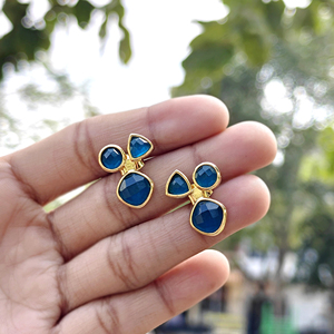 Pendientes Geométricos de Latón Chapado en Oro de 18k con Apatita y Jade, Ligeros, Atrevidos, Modernos y a la Moda para Mujer - Product Image 5