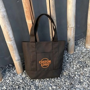 Bolsa de Mano Personalizada con Logotipo, Bolsa de Lona Marrón, Poliéster/Algodón Tejido, Ecológica, Resistente al Agua, Regalo Promocional de Moda - Product Image 1