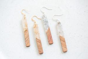 Handmade Natural <b>Resin</b> & Wood Drop Earrings for Women Lightweight Boho Dangle Natural Pearl Party Jewelry Gift - Product Image 2