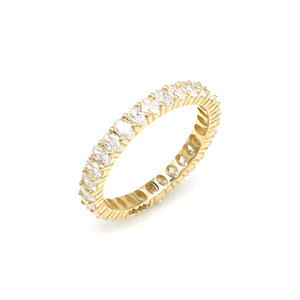 Bague prête à être expédiée, diamant blanc de pureté SI 3x2mm, alliance éternelle en or jaune fin 14k, bijoux empilables pour mariage, pour mariée, taille US-7 - Product Image 1