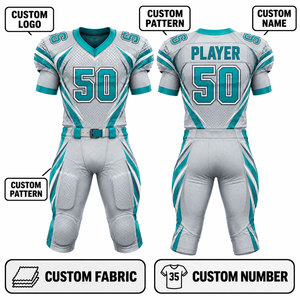 Camiseta de Fútbol Americano Personalizada para Hombre, Sublimada, Transpirable, de Poliéster, Cuello en V, Manga Corta, Número de Equipo 50 - Product Image 4