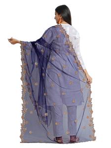 Dupatta en tissu filet indien et pakistanais, magnifique, de créateur, avec broderie fantaisie, pour mariage, décontracté, traditionnel, pour femmes et jeunes filles - Product Image 5