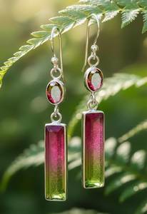 Handmade Watermelon Tourmaline Earrings 925 Sterling Silver Dangle Gemstone Jewelry For Women Gift - Product Image 4