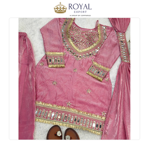 Nueva Colección de Trajes Sharara de Seda Fendi Pura Estilo Bollywood con Bordado de Espejos y Encaje para Bodas en Venta - Product Image 5