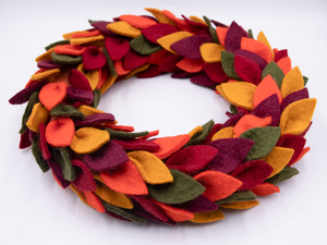 Corona de Hojas de Fieltro y Lana para Puerta - Decoración de Otoño/Acción de Gracias - Product Image 6