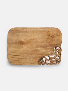 Elegante Tabla de Cortar de Madera de Acacia Tallada, Forma Rectangular, Decorativa con Trabajos de Tallado en las Esquinas, Lisa, Duradera, Apta para Alimentos, Tabla para Servir - Product Image 4