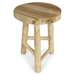 New Modern Minimalist Teak Log Wooden <b>Stool</b> Natural Solid Teak Branch Base Round Side Accent Table Living Room Patio <b>Outdoor</b> - Product Image 1