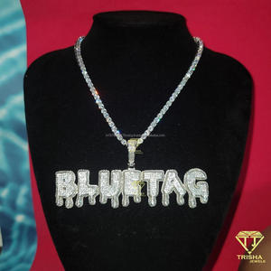 Custom Letter <b>Name</b> Pendant Necklace Iced Out Moissanite Diamond Tennis <b>Chain</b> Hip Hop Jewelry - Product Image 5