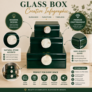 Artistic Green Decorative Box Set Featuring Premium Crystal Stone Hardware for Stylish Home Organization and Decorative Display - Product Image 4