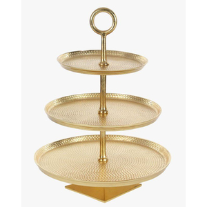Wholesale Metal Dessert Serving Platter Hammered Stainless Steel Cake Stand With Decorative Stand For Wedding & Parties Events - Product Image 6