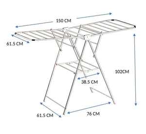 Dual Wing Stainless Steel Butterfly Laundry Dryer Portable Two Tier Living Room Clothes Rack Heavy Duty Hanger Stand - Product Image 3