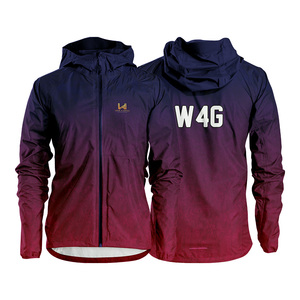 Customized Gradient Printed Hooded Windbreaker Jacket Men's Quick Dry Casual Outdoor Wear 100% Polyester Zipper Closure Jacket - Product Image 1