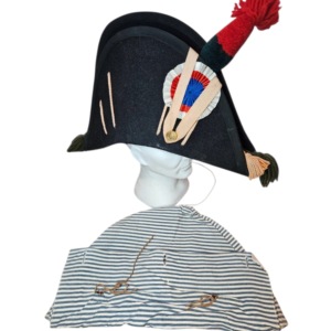 Sombrero Tricornio Estilo Inglés, Lana Negra, Bordado a Mano con Pompón Rojo y Azul, Sombrero de Fiesta de Invierno para Hombre Adulto, 56-58CM - Product Image 4