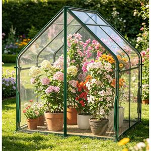 Mini serra da giardino smontabile 43x36x36 pollici con fondo in PE e telaio in metallo (Policarbonato) - Product Image 4