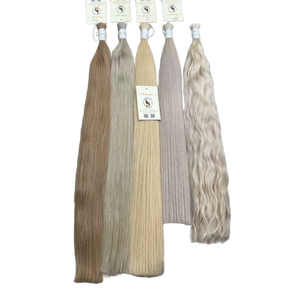Venta al por mayor de pelo virgen a granel cutícula alineada Natural recto Rubio ruso y platino cabello humano a granel - Product Image 1