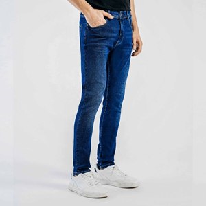 Jeans en denim classiques slim fit de haute qualité, coupe slim droite, décontractés, extensibles, pour hommes - Product Image 3
