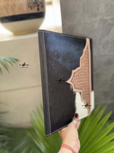 New Hair On Hide Cowhide Leather Business Planner Portfolio High Quality File <b>Folder</b> Document <b>Folder</b> Binder With <b>Card</b> Holder - Product Image 2