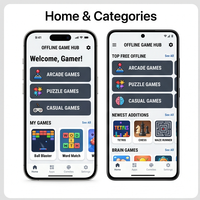 Application mobile hybride RoyalCraft Enterprise Offline Game Hub – Application mobile hybride pour Linux/Android, disponible en stock, jeux de puzzle et décontractés