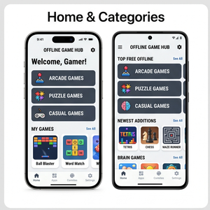 Aplicación RoyalCraft Offline Game Hub – Juega sin conexión a Internet, juegos de arcade, rompecabezas y juegos casuales para IOS/Android/Linux/Mac - Product Image 1