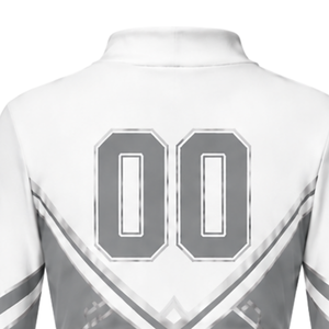 Maillot de cheerleading sublimé gris et blanc à manches longues – Tenue de sport athlétique pour l'entraînement, la performance et la compétition - Product Image 4