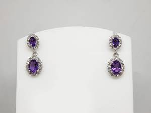 Boucles d'oreilles en améthyste, argent sterling 925, pierres précieuses naturelles, bijoux de luxe, faits à la main, cadeau élégant pour femmes, fête de mariage - Product Image 2