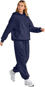 Ladies Pullover Hoodie with Matching Pants Two Piece <b>Set</b> Cozy Warm Sweat Suit Stylish Daily Wear Tracksuit for Womens - Product Image 5