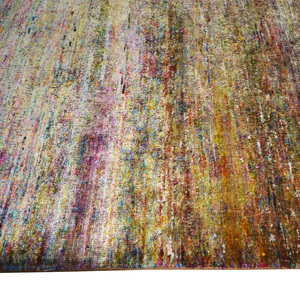 Tapis contemporain noué à la main en laine et soie, multicolore, mélangé, uni, de couleur unie, tapis de sol design - Product Image 5