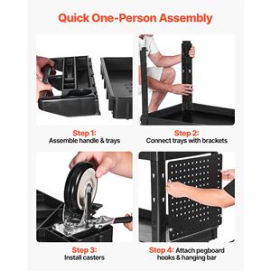 Carrito Utilitario Resistente con Capacidad para 550 Libras, Carrito de Servicio de 2 Niveles con Ruedas Giratorias de 360 Grados y 2 Frenos - Product Image 6