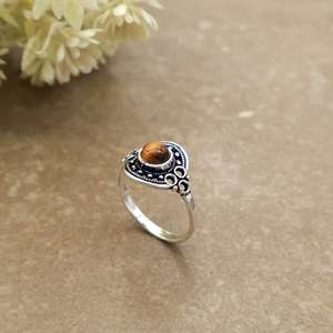 Natural <b>Tiger's</b> <b>Eye</b> Brass 925 Silver Plated Vintage Handcrafted Oxidized Boho Unisex Statement <b>Ring</b> SHYAM JEWELRS Jaipur - Product Image 5