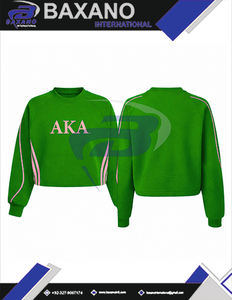 Alfa |   Kapa |   Sudadera Corta Rosa y Verde de la Hermandad Alpha con Bordado Rosa y Diseño de Ribete Impreso, Ropa Universitaria de Hermandad - Product Image 4