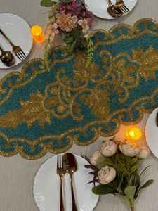 Camino de Mesa y Salvamantel Modernos Hechos a Mano con Cuentas, Diseño Floral Bordado Multicolor, Directo de Fábrica por msr overseas - Product Image 3