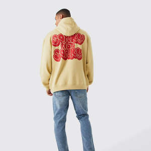 Sweat à capuche beige surdimensionné pour homme, style décontracté, streetwear d'hiver - Product Image 5