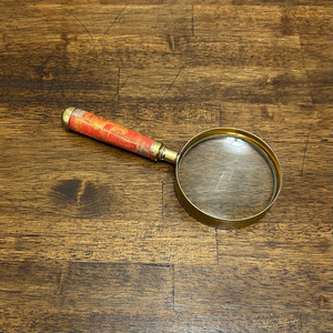 Vintage Gold Tone Magnifying Glass with Orange Fabric Handle Classic Decorative <b>Reading</b> Magnifier Antique Style Desk <b>Accessory</b> - Product Image 4