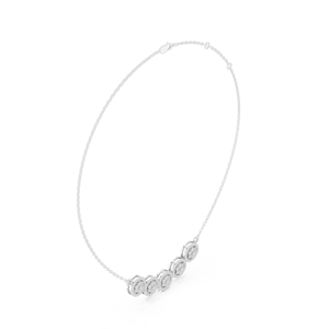 Collier barre à cinq cercles en diamant de laboratoire doré – Pendentif géométrique à multiples halos horizontaux en diamant, bijoux minimalistes en diamant - Product Image 3