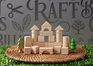 Ensemble de blocs de construction en bois naturel 100 pièces beige, jouet éducatif pour la construction, pour la motricité fine des enfants d'âge préscolaire - Product Image 2