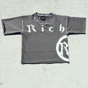 Camiseta unisex de algodón pesado vintage lavado ácido logotipo desgastado estampado piedra de gran tamaño corto personalizado negro diseño hombres mujeres - Product Image 2