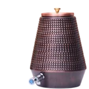 Distributeur d'eau de luxe 11L en cuivre pur avec motif floral peint à la main, pot artisanal en cuivre ayurvédique avec robinet en laiton anti-fuite - Product Image 2