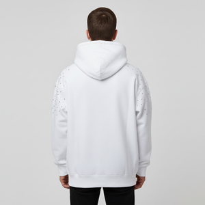 Sweat-shirt à capuche personnalisé avec impression en relief et strass pour homme, sweat-shirt oversize uni de haute qualité, streetwear, sweat-shirts à capuche avec impression en relief et strass - Product Image 6