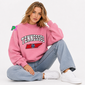 Sudadera rosa de cuello alto con letras TENNESSEE y aplique de mapa, sudadera gruesa de cuello alto para invierno - Product Image 5