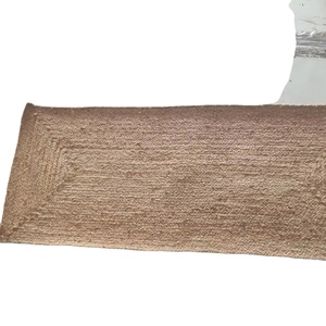 Tapis en jute solide tressé avec motif abstrait, écologique, moderne, antidérapant, à poils plats, fabriqué à la machine - Product Image 1