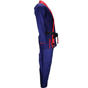 Kimono de BJJ Azul Marino al por Mayor con Ribete Rojo, Cuello en V, Traje de Entrenamiento de Artes Marciales, Cinturón Negro, Personalizado, 100% Algodón Transpirable - Product Image 3