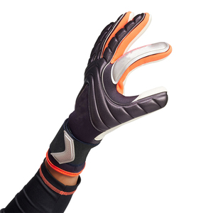 Football Goalkeeper <b>Gloves</b> <b>Latex</b> Black with Orange Accents Full Finger Non Slip Breathable Adjustable Wrist Strap Outdoor Unisex - Product Image 1
