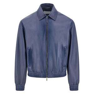 Mens Genuine Sheep Skin Leather Formal Canvas Winter <b>Biker</b> <b>Jacket</b> New Design High Quality Windproof Waterproof Custom Logo Stand - Product Image 3